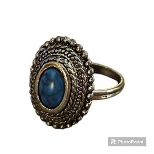 3/$30 Cowboy Core Faux Turquoise Oval Adjustable Ring